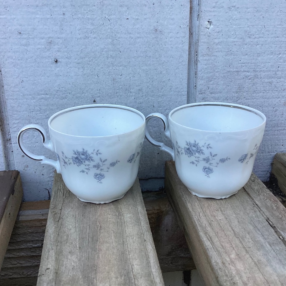 vintage tea CUPS Johann Haviland Bavaria blue garland china
